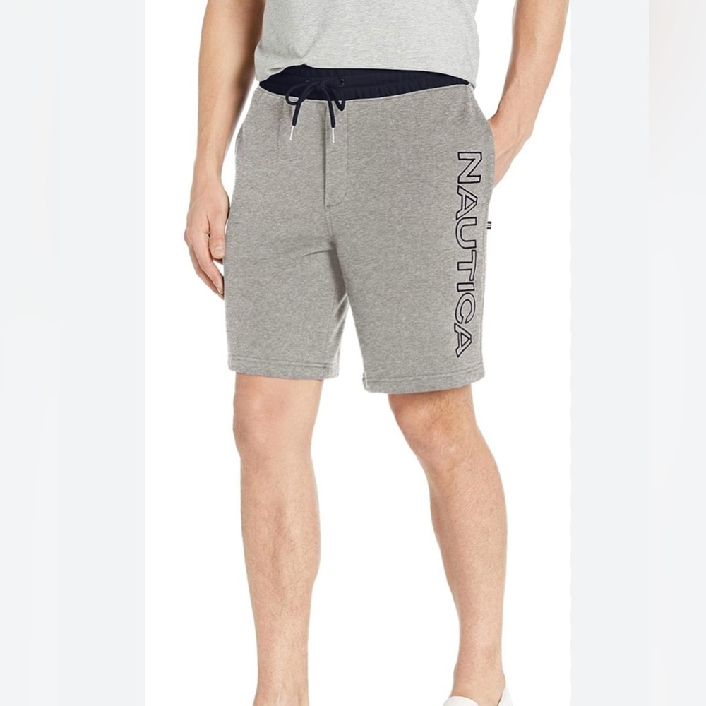 NWT  Nautica Mens Fleece Knit Logo Shorts Stone‎ Grey Heather XXL
